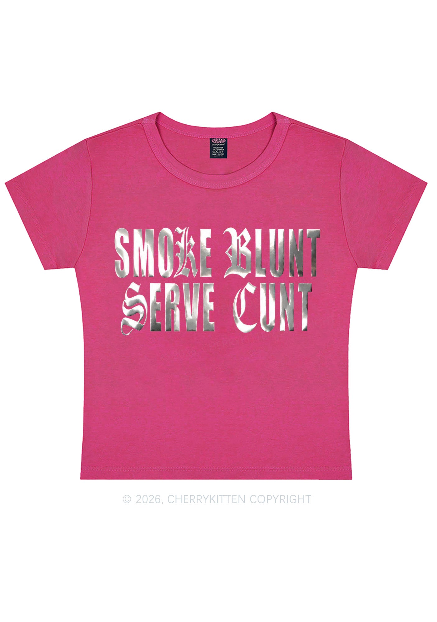 Smoke Blunt Silver Foil Printed Y2K Baby Tee Cherrykitten