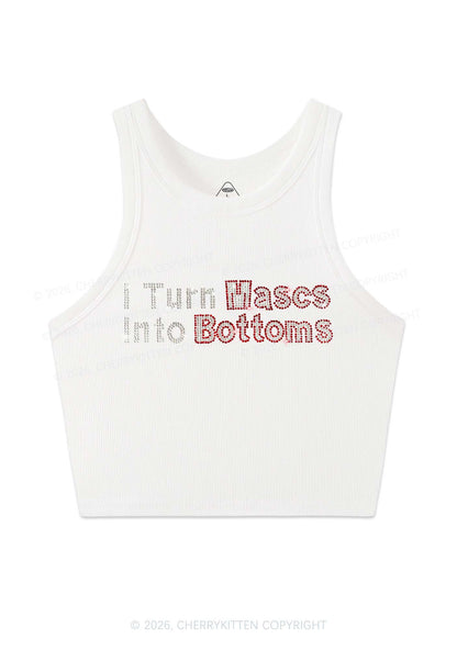 Rhinestone I Turn Mascs Into Bottoms Y2K Crop Tank Top Cherrykitten