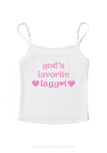 Glitter Gods Favorite Faggot Pride Y2K Spaghetti Strap Cami Cherrykitten