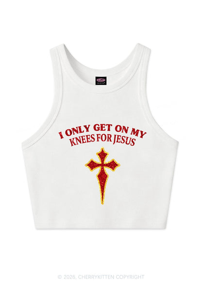 Glitter Get On My Knees For Jesus Y2K Crop Tank Top Cherrykitten