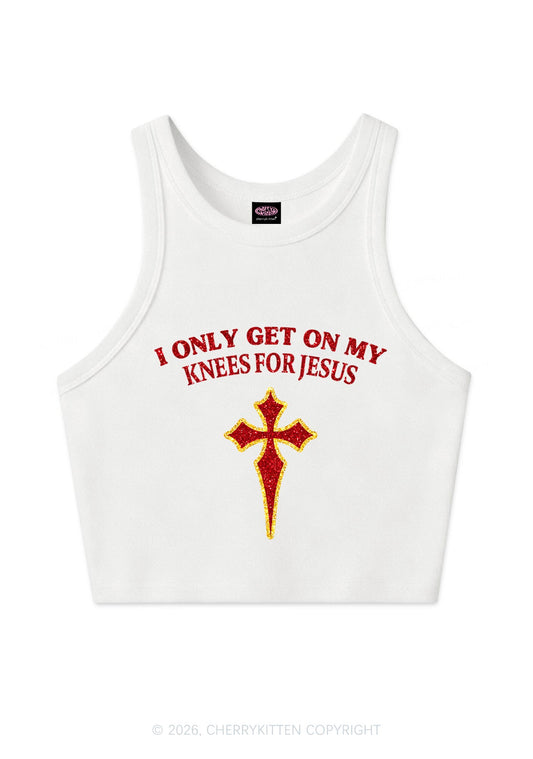 Glitter Get On My Knees For Jesus Y2K Crop Tank Top Cherrykitten
