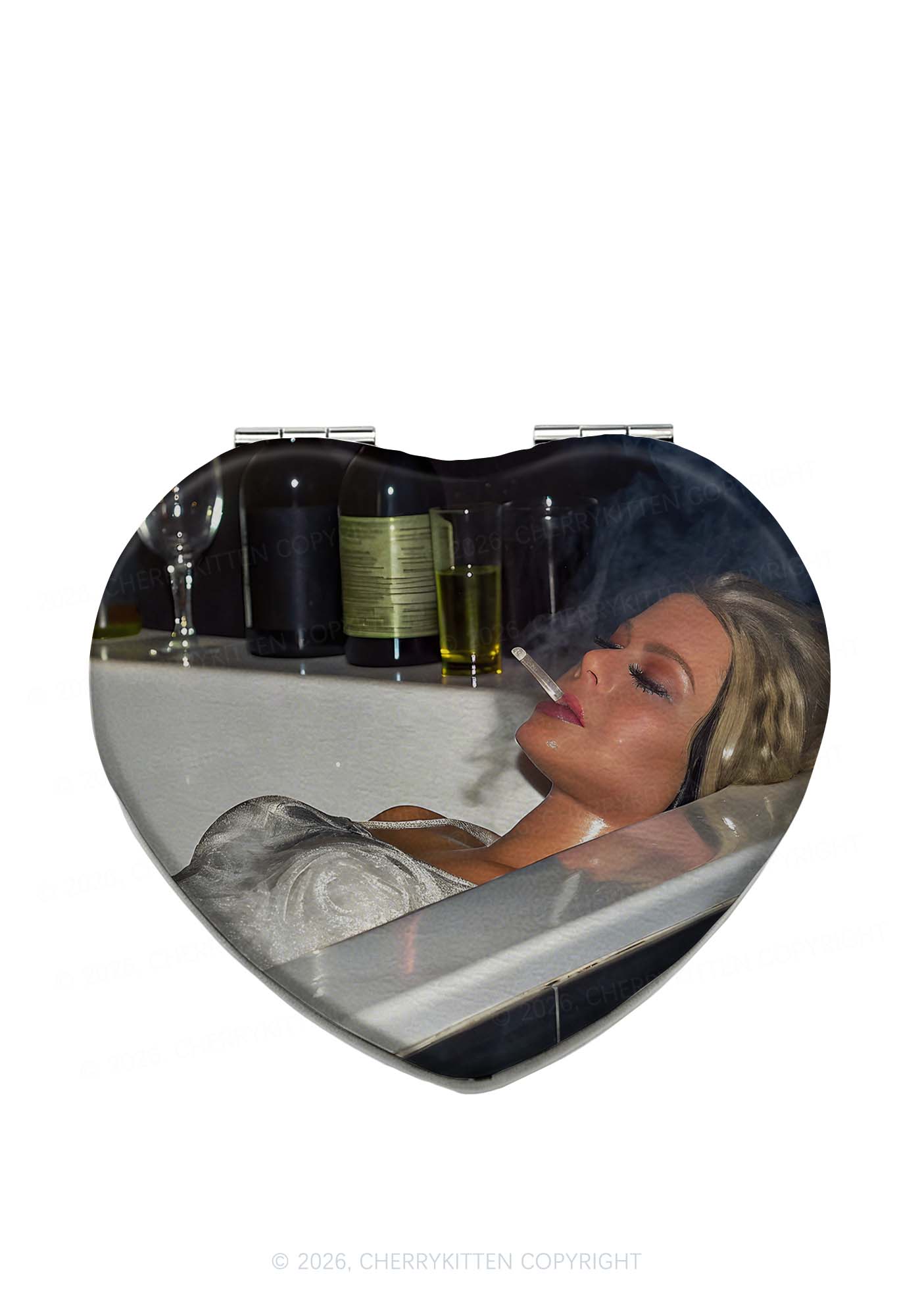 Smoking Woman Y2K Folding Makeup Mirror Cherrykitten