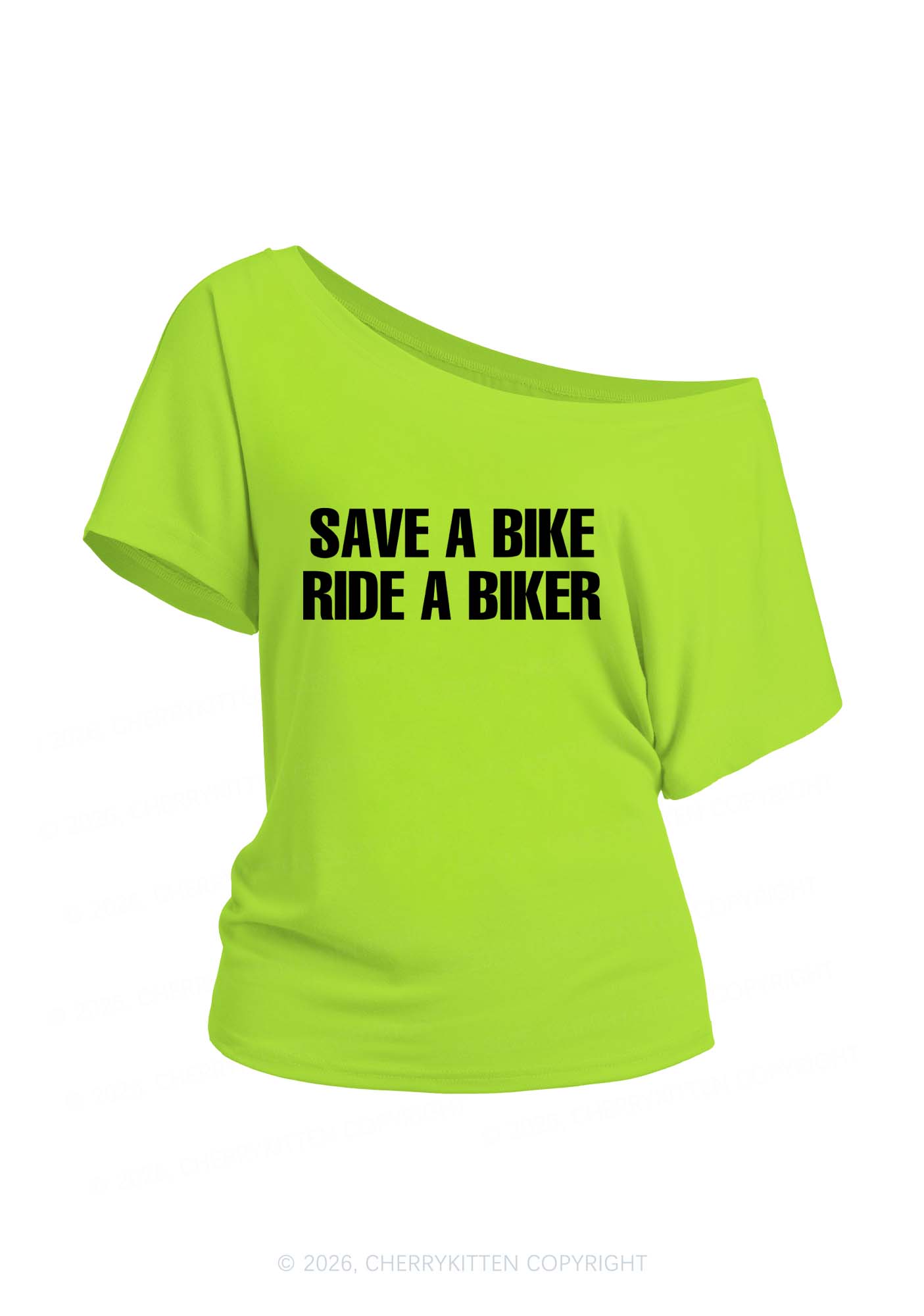 Save Bike Ride Biker Y2K Off Shoulder Tee Cherrykitten