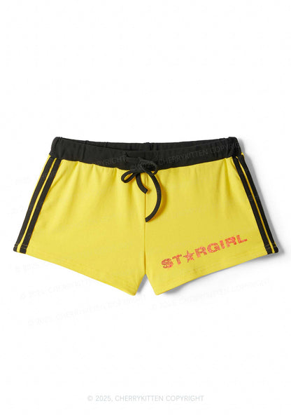 Rhinestone Red Stargirl Y2K Drawstring Mini Shorts Cherrykitten