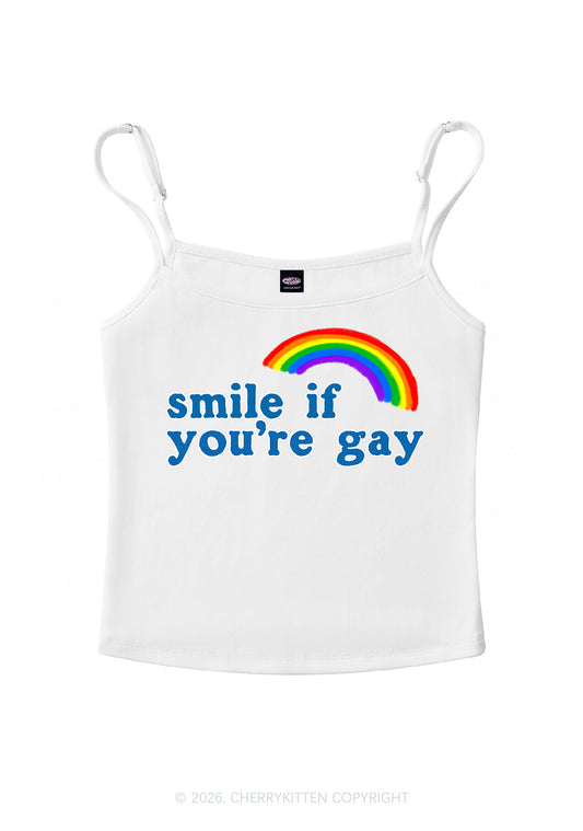 Rainbow Smile If You Are Gay Pride Y2K Spaghetti Strap Cami Cherrykitten