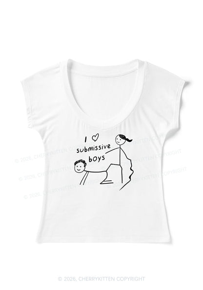 I Love S Boys Y2K V Neck T Shirts Cherrykitten