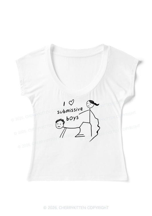 I Love S Boys Y2K V Neck T Shirts Cherrykitten