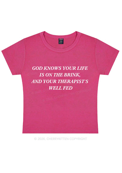God Knows Your Life Is On The Brink Y2K Baby Tee Cherrykitten