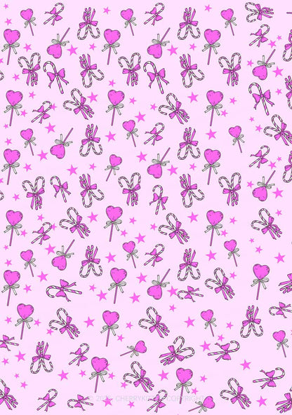 Christmas Heart Candy Y2K Print Long Sleeve Pajama Set Cherrykitten