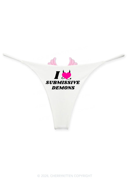 Halloween I Love S Demons Y2K Goth Angel Wings Bikini String Thong Cherrykitten