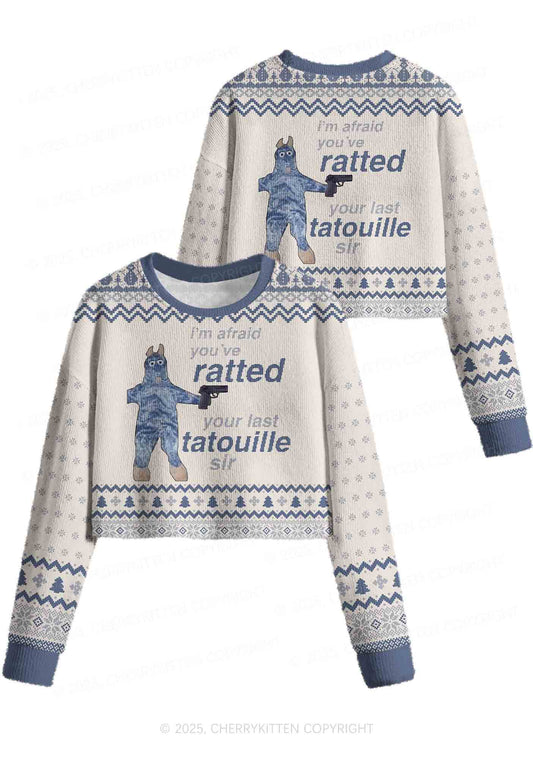 Ratted Last Tatouille Y2K Christmas Crop Knit Sweatshirt Cherrykitten