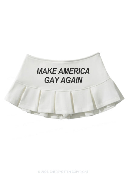 Make America Gay Again Pride Y2K Mini Pleated Skirts Cherrykitten