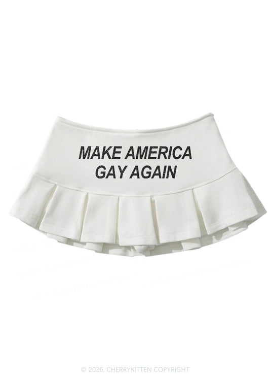 Make America Gay Again Pride Y2K Mini Pleated Skirts Cherrykitten