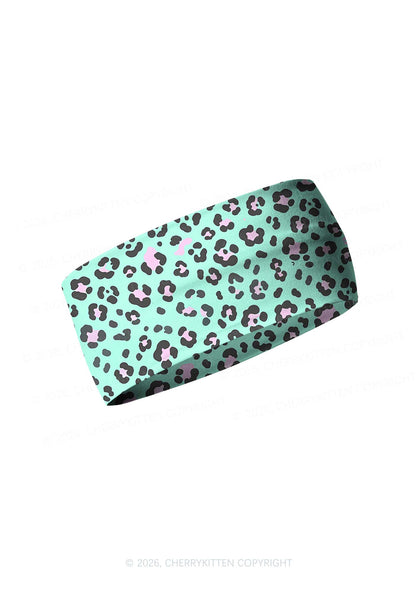 Mint Green Leopard Y2K Print Headband Cherrykitten