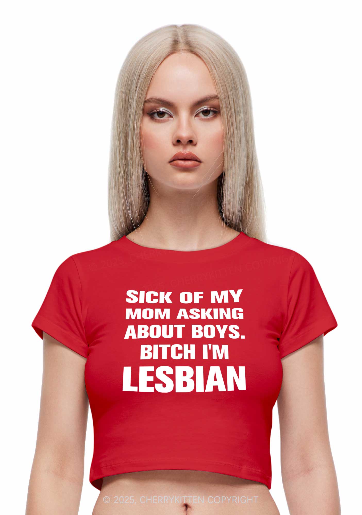 Bxxch Im Lesbian Pride Y2K Baby Tee Cherrykitten