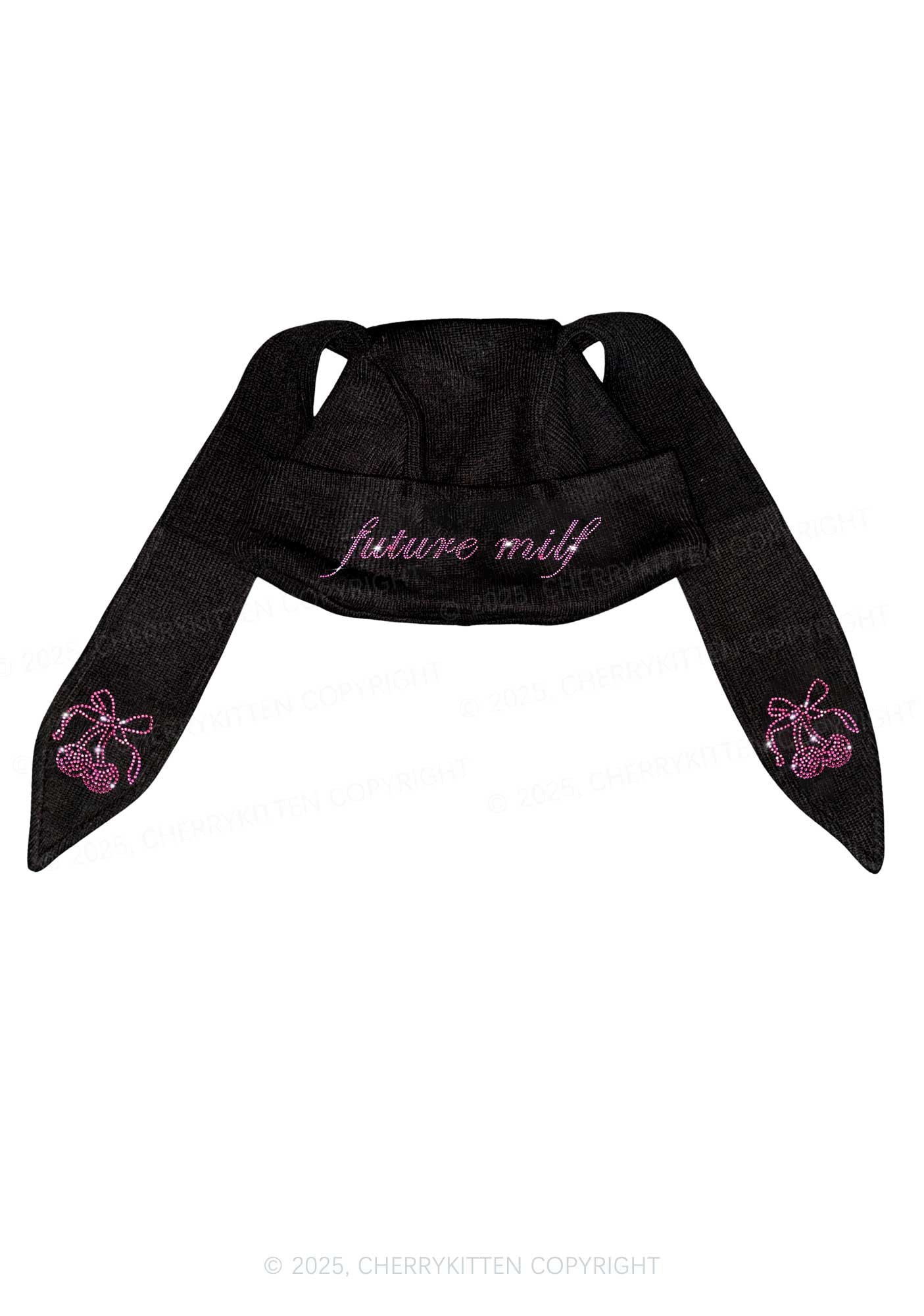 Rhinestone Future Mxxf Y2K Bunny Ear Knitted Hat Cherrykitten