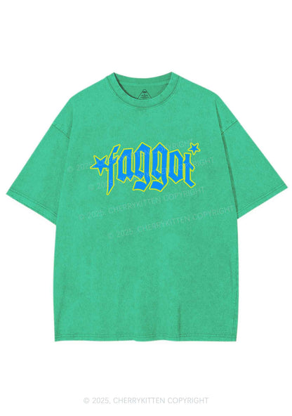 Faggot Stars Pride Y2K Shirts Washed Tee Cherrykitten