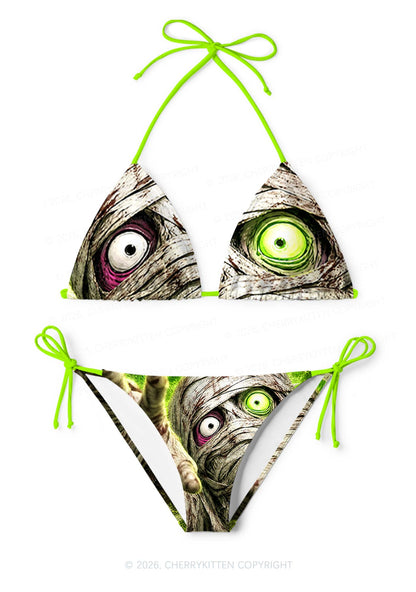 Halloween Crawling Mummy Y2K Print Bikini Set Cherrykitten