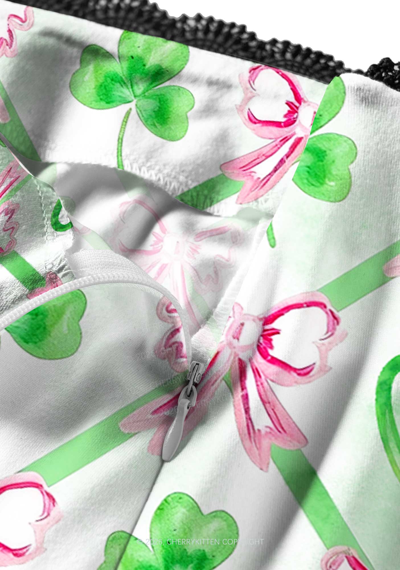 Shamrock Pink Bows St Patricks Y2K Print Midi Skirt Cherrykitten
