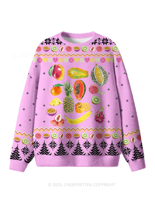 Fruity Y2K Christmas Knit Sweatshirt Cherrykitten