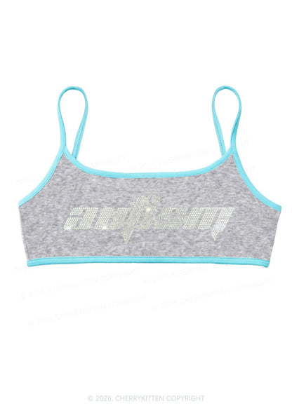 Rhinestone Autism Y2K Super Crop Cami Cherrykitten