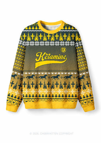 Yellow K Pony Y2K Christmas Knit Sweatshirt Cherrykitten
