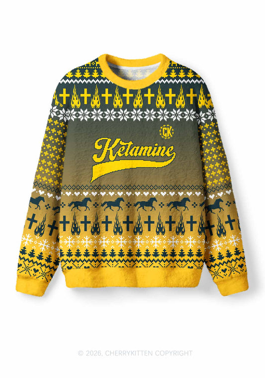 Yellow K Pony Y2K Christmas Knit Sweatshirt Cherrykitten