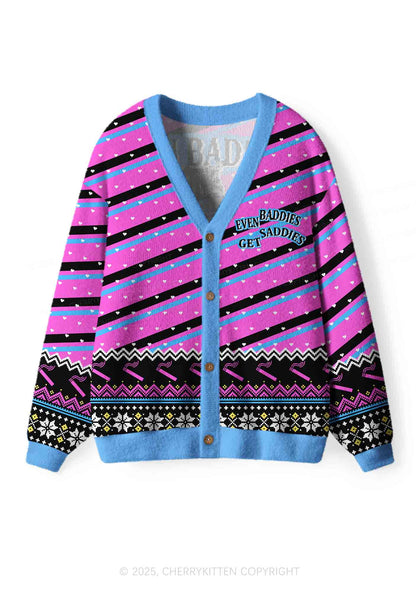 Even Baddies Get Saddies Y2K Christmas Cardigan Knit Sweatshirt Cherrykitten