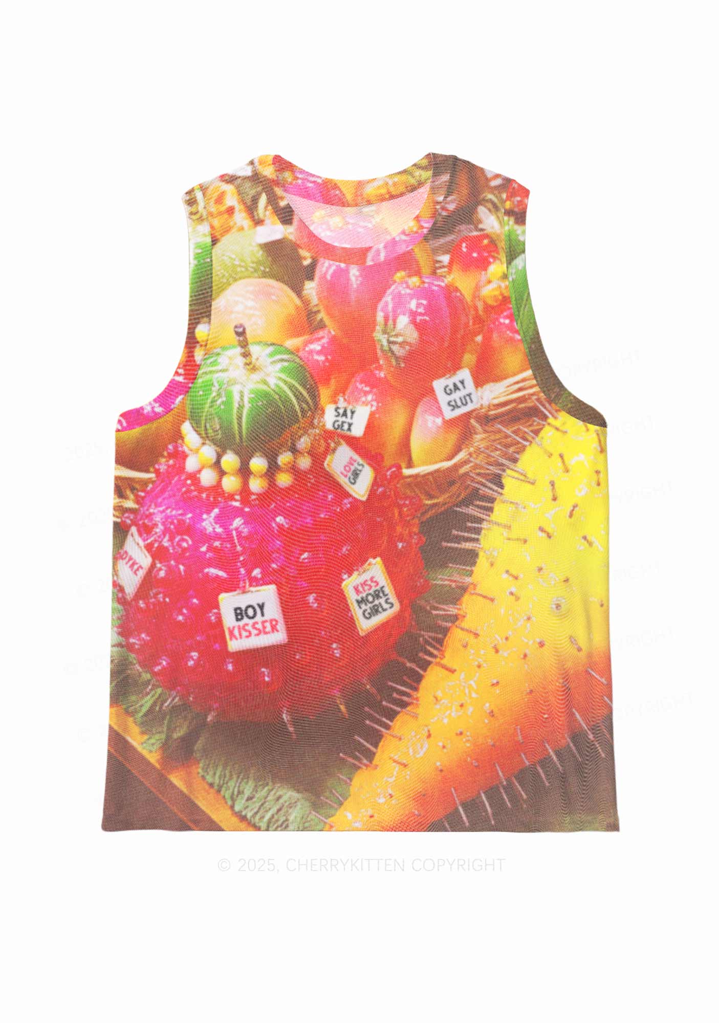 Various Fruits Pride Y2K Mesh Muscle Tank Cherrykitten