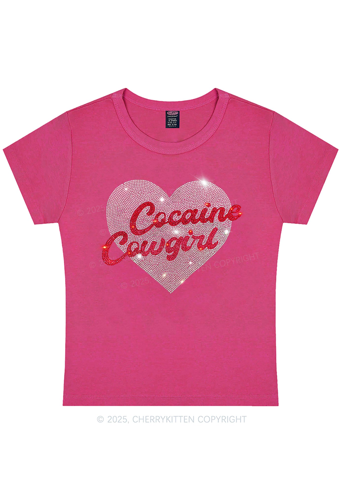 Rhinestone Cola Cowgirl Y2K Baby Tee Cherrykitten