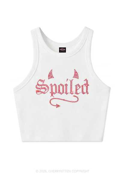 Rhinestone Spoiled Devil Horn Y2K Crop Tank Top Cherrykitten
