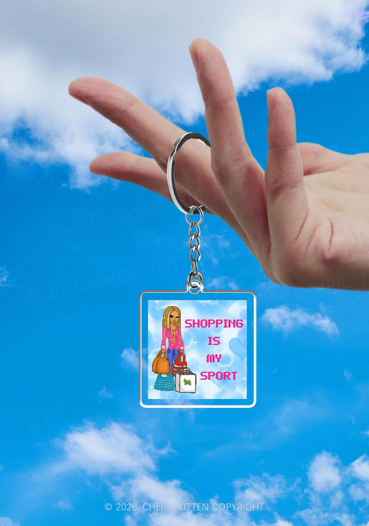 Shopping Is My Sport 1Pc Y2K Keychain Cherrykitten