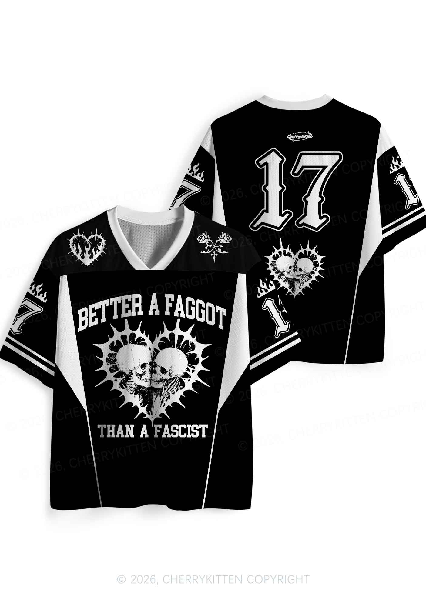 Better A Faggot Than A Fascist Pride Y2K Sport Jersey Shirts Cherrykitten