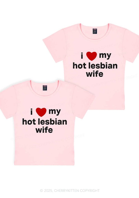 Love My Hot Lesbian Wife Y2K Valentine's Day Baby Tee Cherrykitten