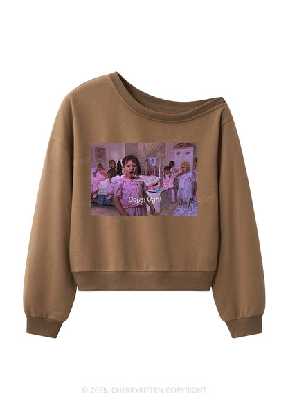 Boys Ugh Y2K Off Shoulder Sweatshirts Cherrykitten
