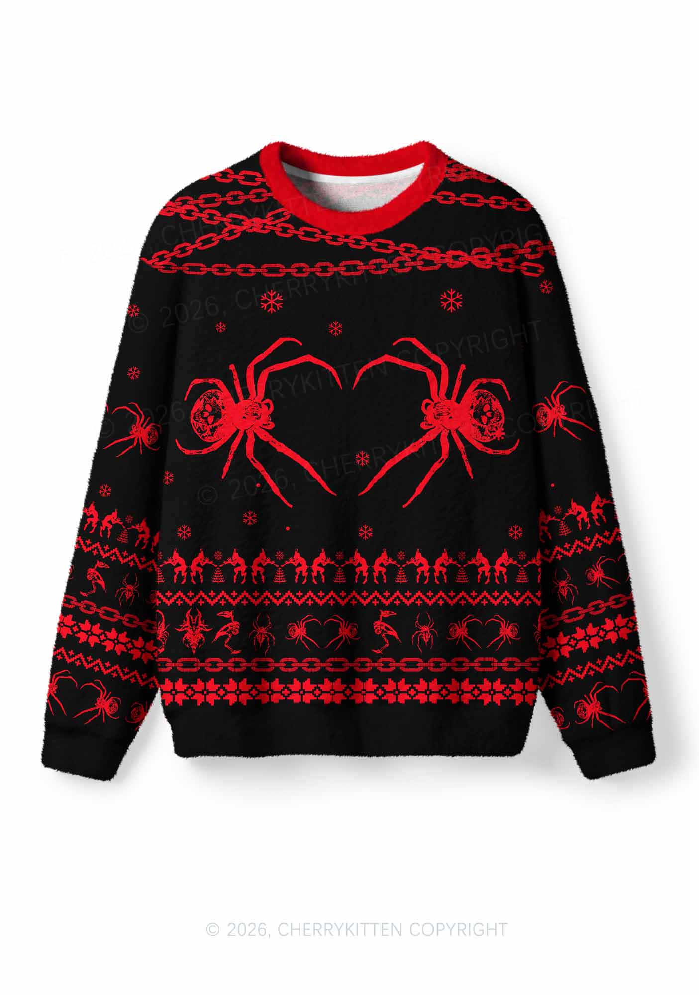 Halloween Skull Spider Y2K Knit Sweatshirt Cherrykitten