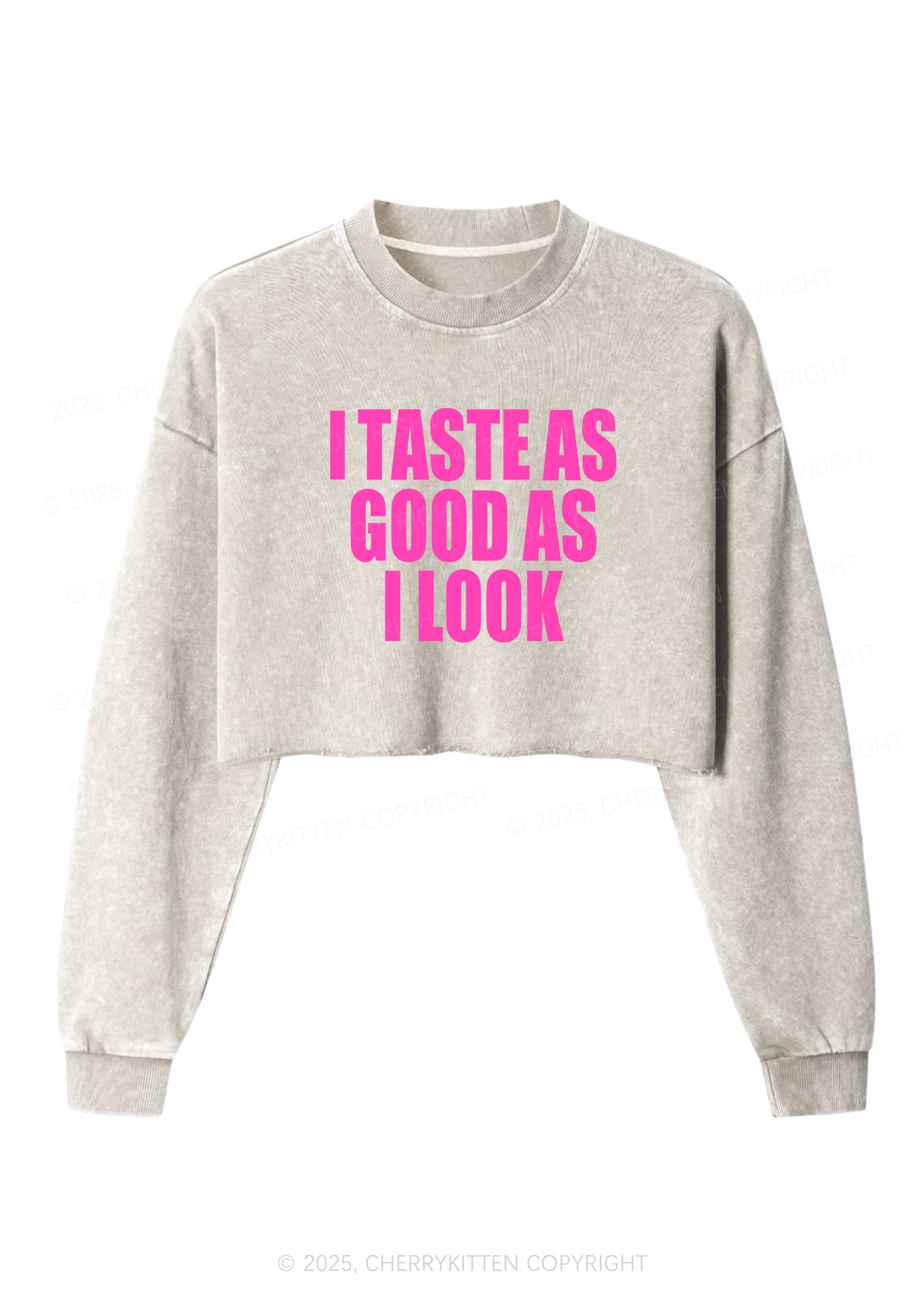 Taste Good Y2K Crop Washed Sweatshirts Cherrykitten