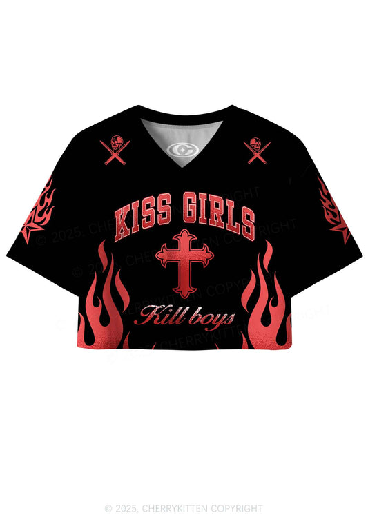 Custom Kiss Girls Pride Y2K Crop Sport Jersey Shirts Cherrykitten