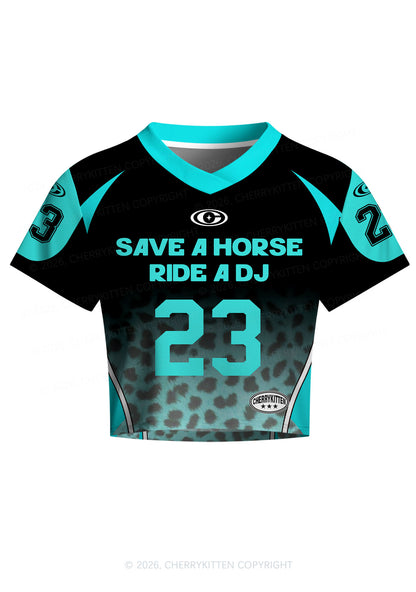 Black Ride A DJ Y2K Crop Football Jersey Shirts Cherrykitten