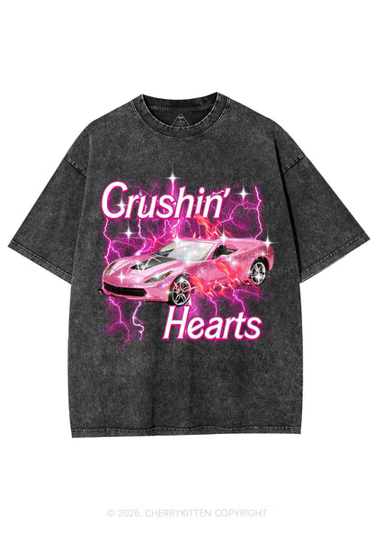 Crushin Hearts Valentine's Day Y2K Shirts Washed Tee Cherrykitten