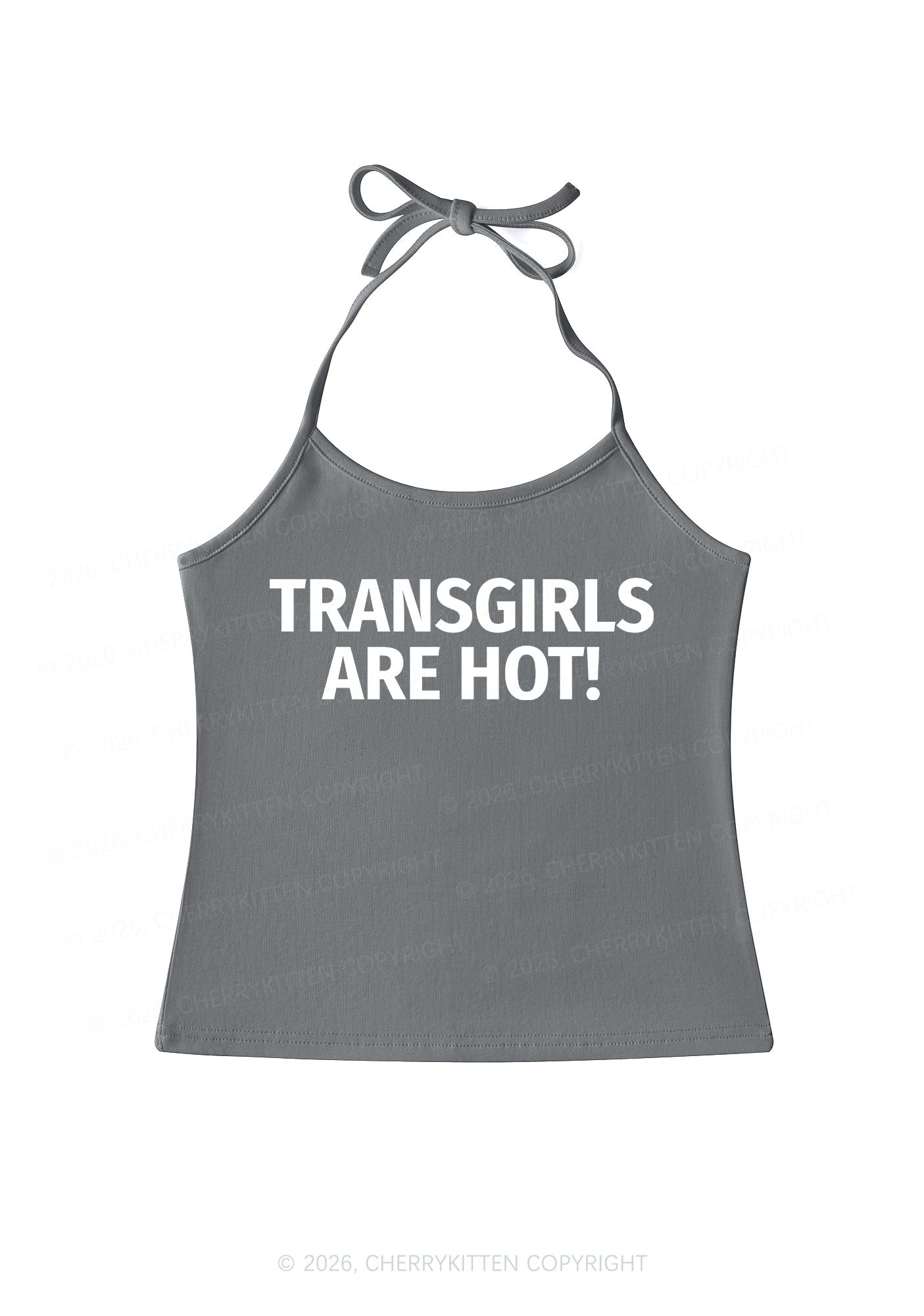 Transgirls Are Hot Pride Y2K Halter Neck Cami Cherrykitten