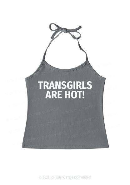 Transgirls Are Hot Pride Y2K Halter Neck Cami Cherrykitten