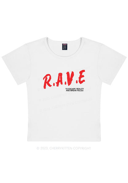 Curvy Rave To Escape Reality Y2K Baby Tee Cherrykitten