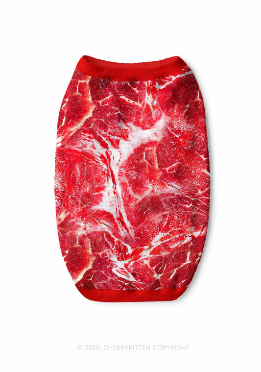 Beef Steak Texture Y2K Pet Knit Sweatshirt Cherrykitten