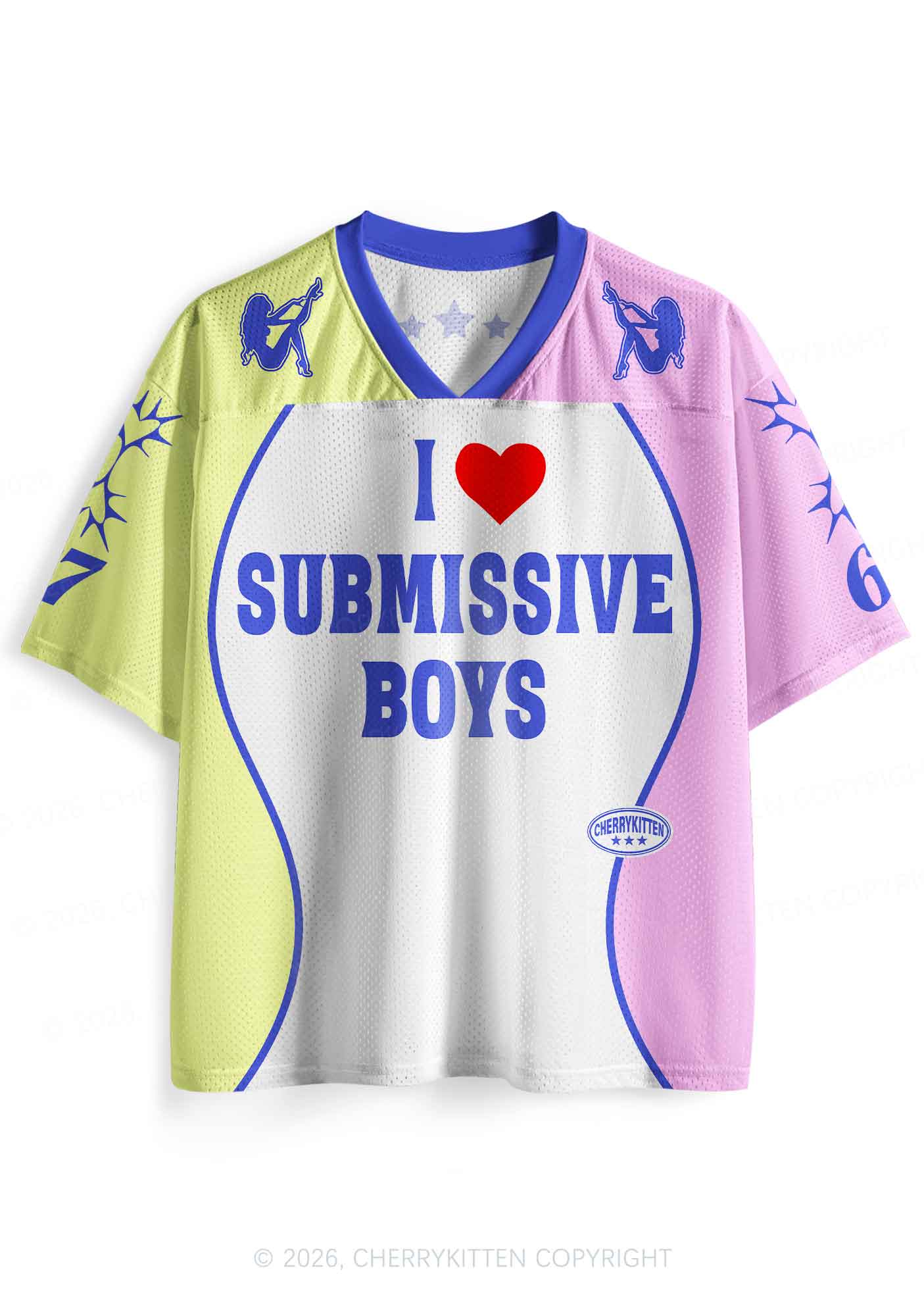 White I Love S Boys Y2K Sport Jersey Shirts Cherrykitten