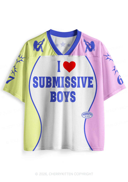 White I Love S Boys Y2K Sport Jersey Shirts Cherrykitten