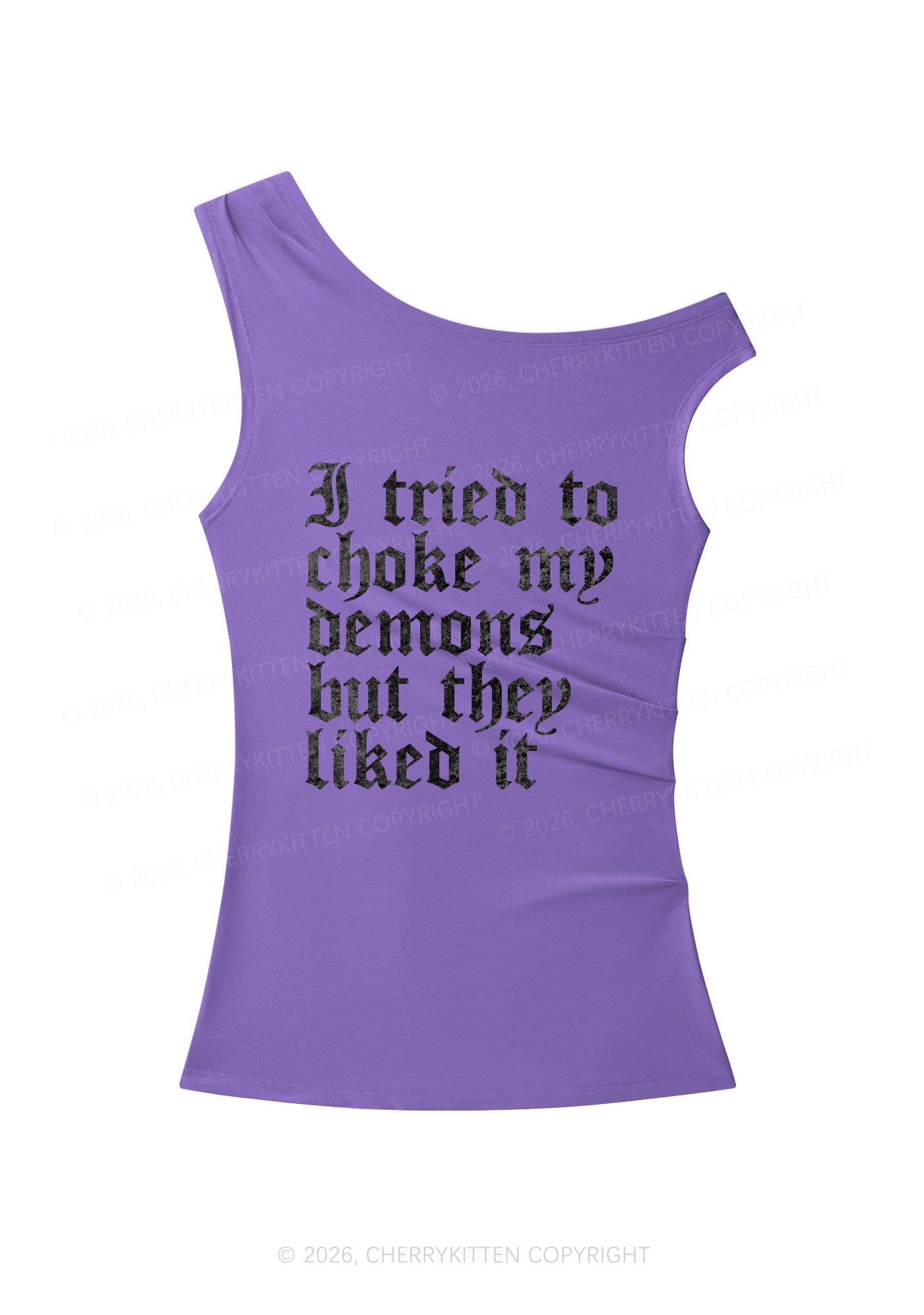 Halloween Choke Demons They Liked Y2K Off Shoulder Tank Top Cherrykitten