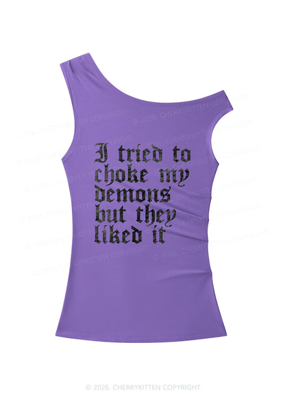 Halloween Choke Demons They Liked Y2K Off Shoulder Tank Top Cherrykitten