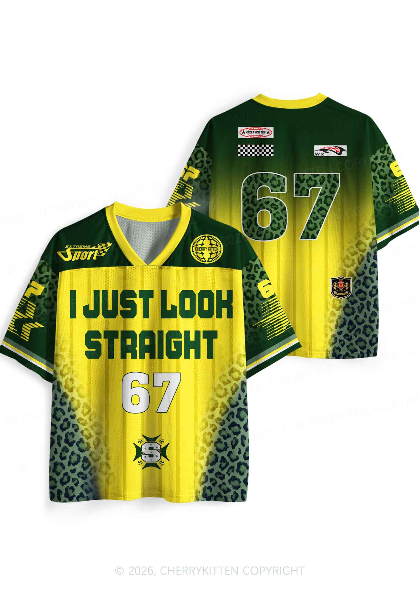 I Just Look Straight Leopard Pride Y2K Sport Jersey Shirts Cherrykitten