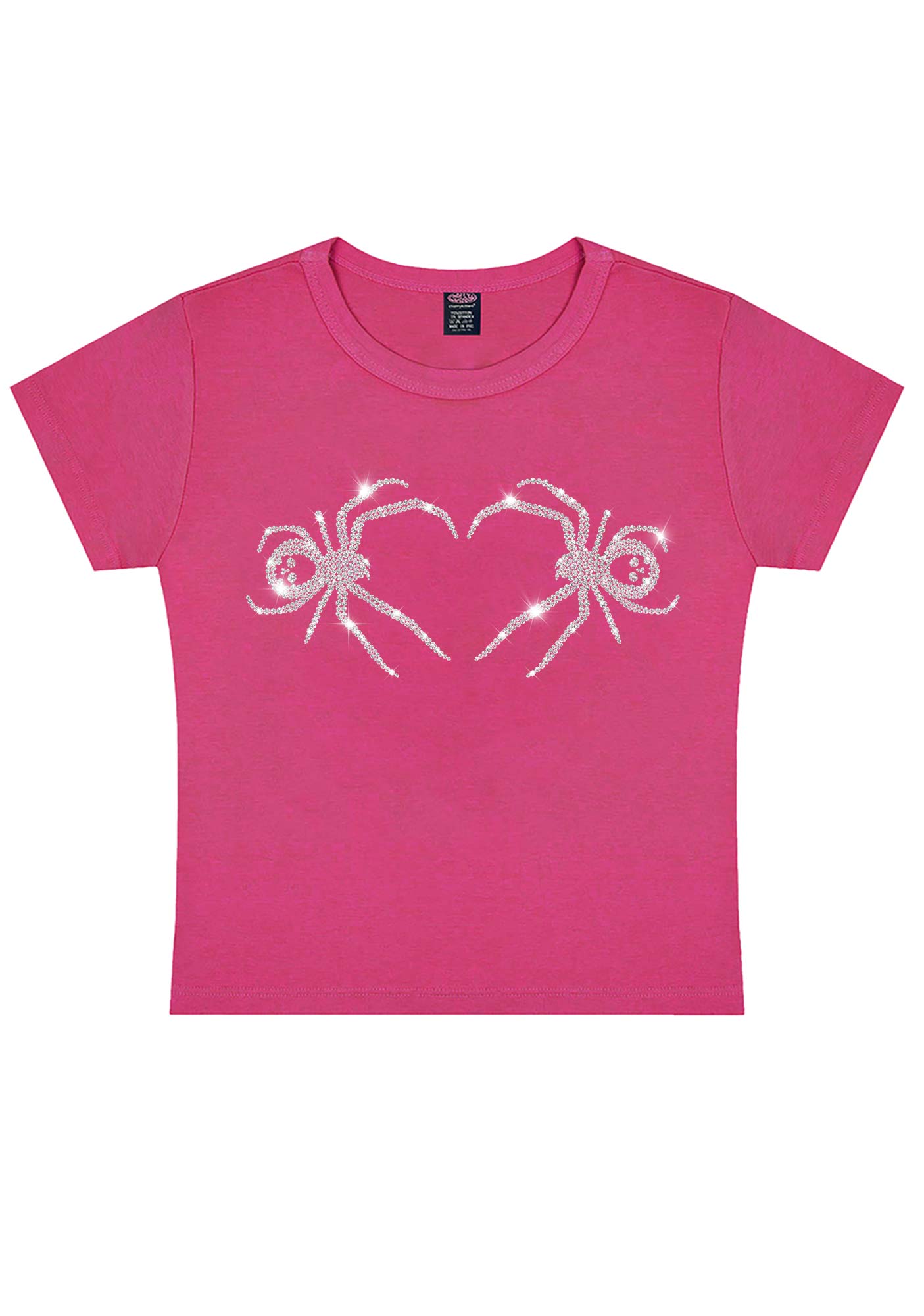 Rhinestone Skull Spider Y2K Baby Tee Cherrykitten